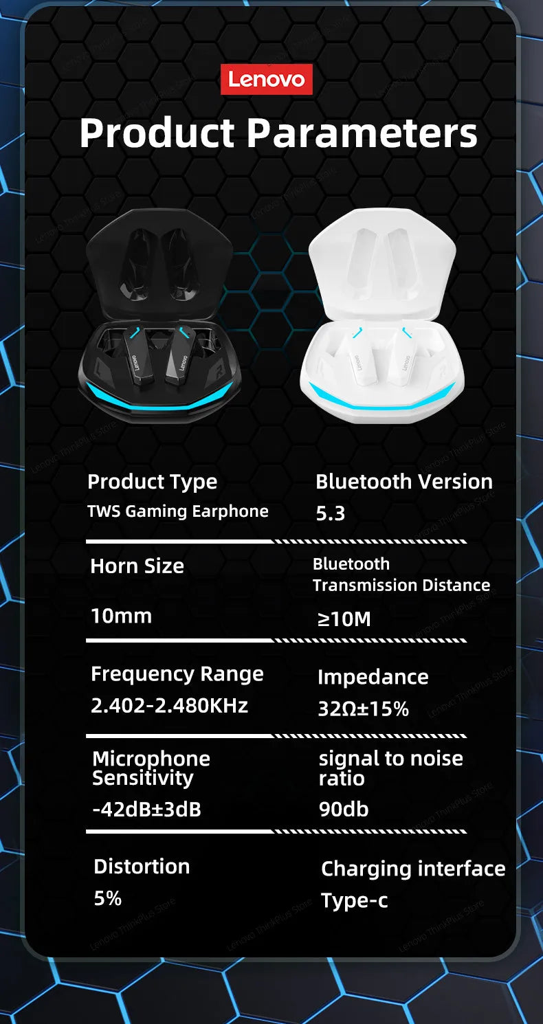 Lenovo GM2 Pro ireless Headphones Earphones Bluetooth Touch Control Noise Reduction Stereo Earbuds Headsets for Xiaomi Iphone