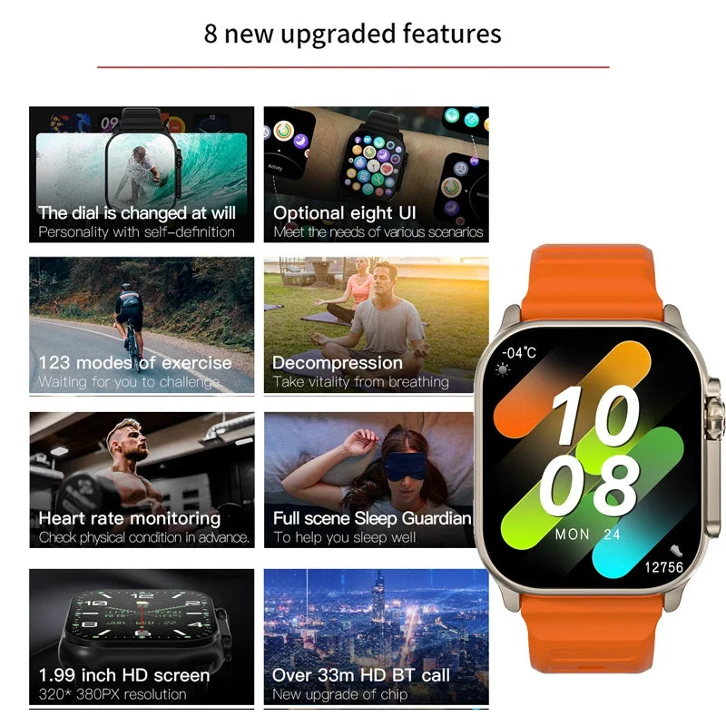 2024 T800 Ultra 2 Relógio inteligente masculino 49mm Série 8 2.3 à prova d'água para Apple Watch IWO Ultra 8 Smartwatch