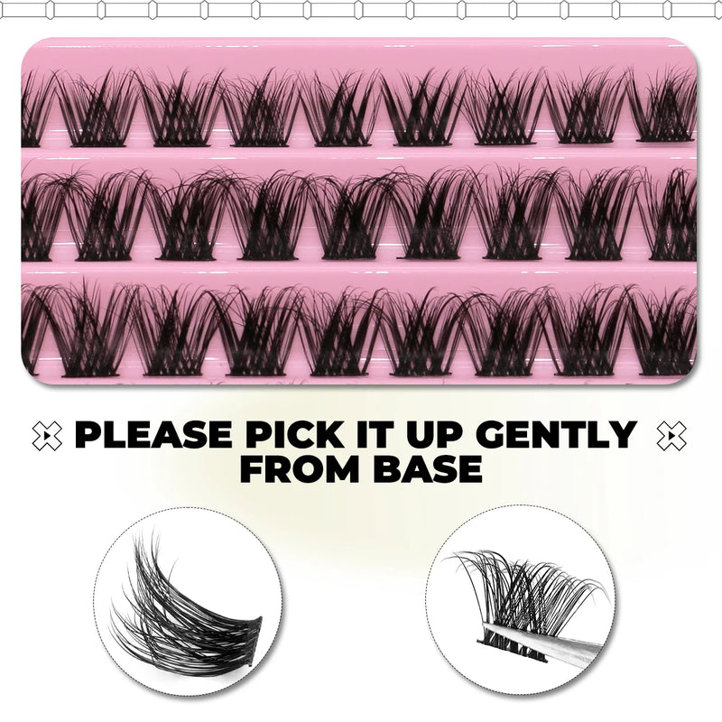 GROINNEYA DIY Lash Extension Kit Lash Clusters With Waterproof Strong Hold Lash Bond And Seal And Eyelash Tweezers Lash Cluster
