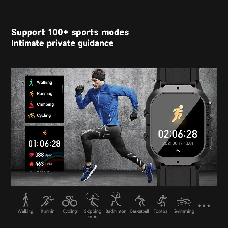 Misirun novo relógio inteligente c26 100+ modos esportivos chamada bluetooth smartwatch 1.96 "à prova d' água relógio de pulso militar ao ar livre