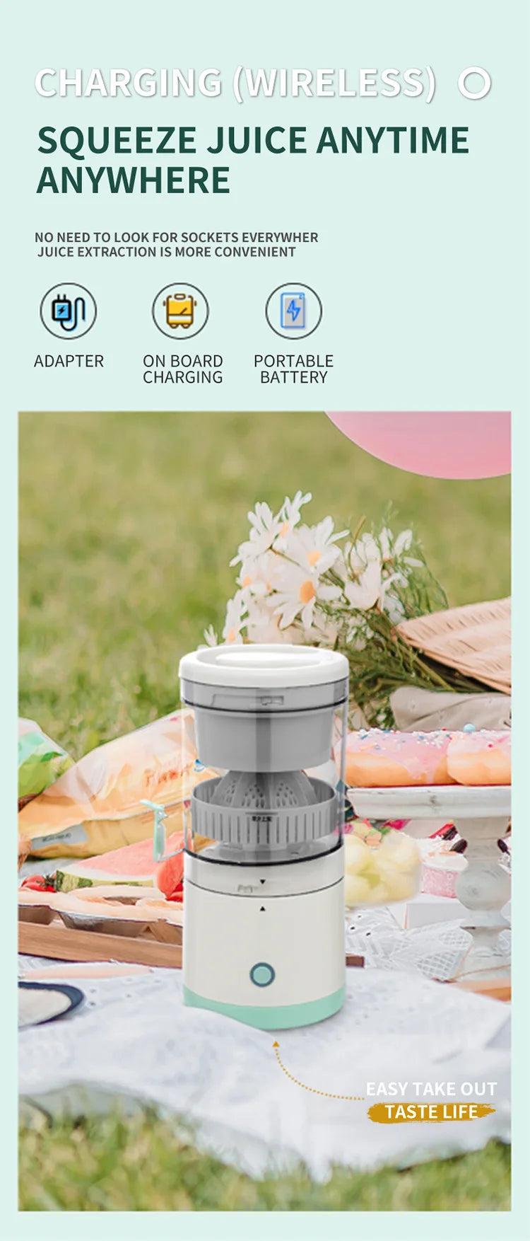 Household Use Small Fully Automatic Juicer Multifunctional Separation Of Residue And Juice Fruit Juice Blender Wireless Squeezer